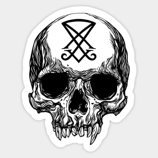 Human skull with Sigil of Lucifer Sticker